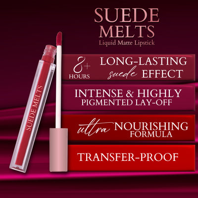 Suede Melts Liquid Matte Lipstick (Lusty Red) Kiss Proof, Last Upto 8+ hrs, 2.1ml