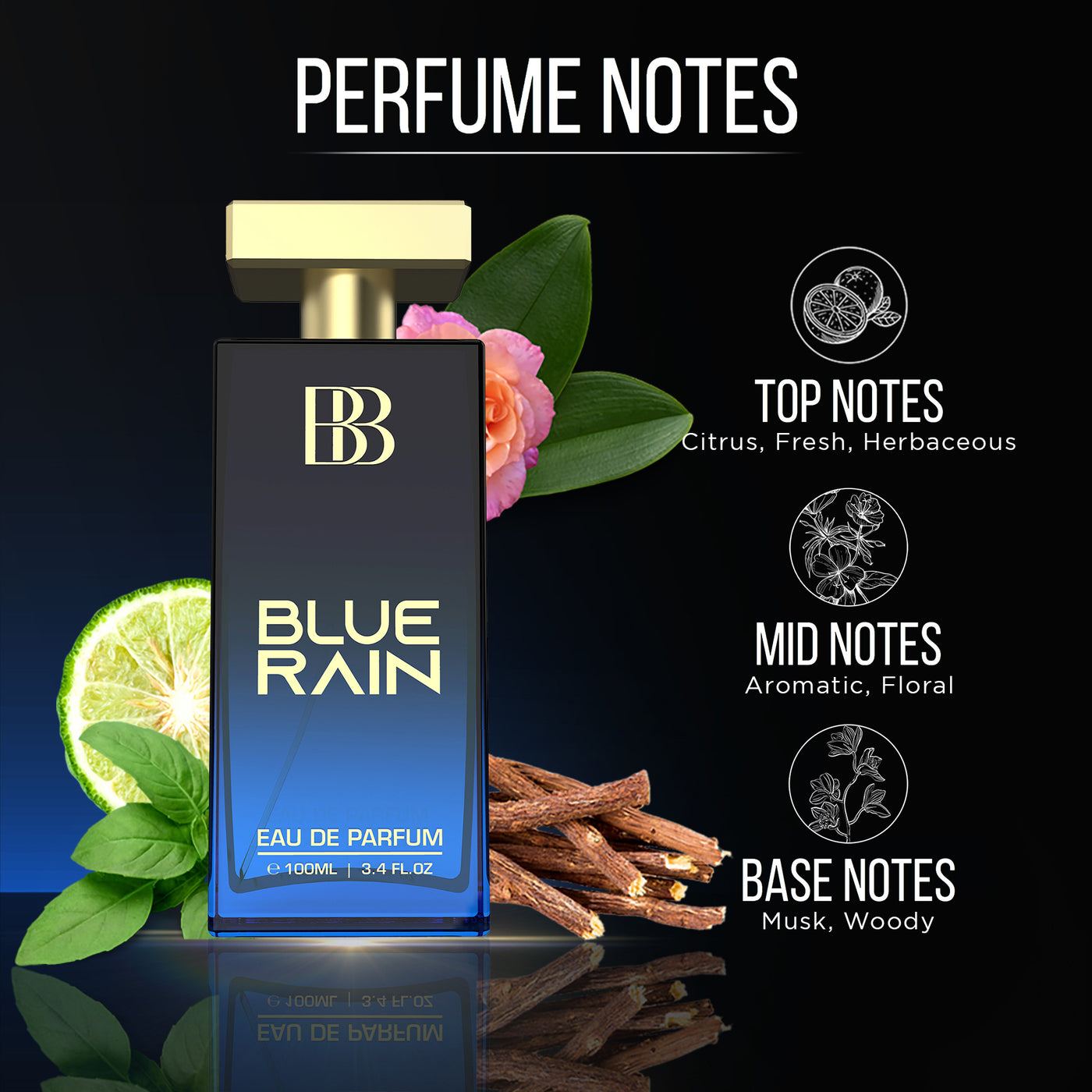 Blue Rain Perfume for Men, 100ml