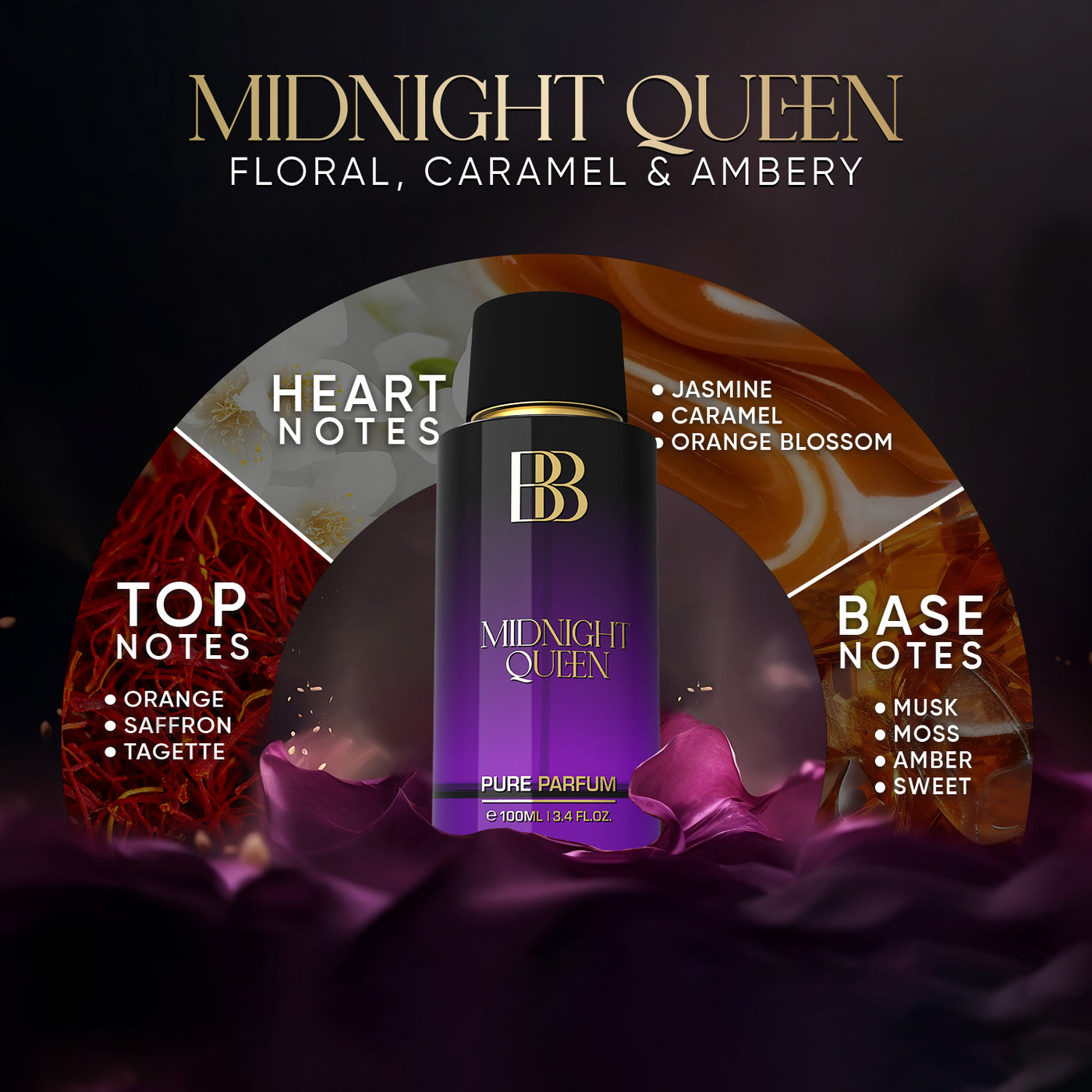 MIDNIGHT QUEEN Pure Perfume for Women, 100 ML