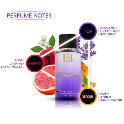 Women's Pure Perfume Combo of Exotic Plum & Valentine, 2 x 100ml