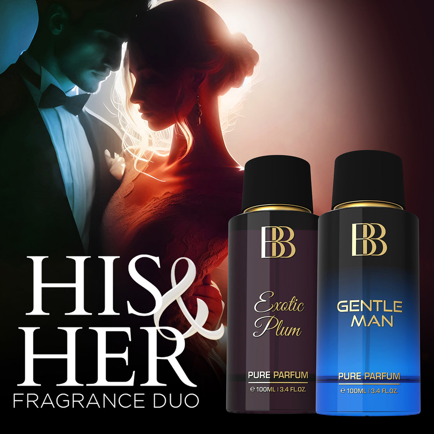 Exotic Plum & Gentle Man Pure Perfumes for Couple, 2 x 100ml