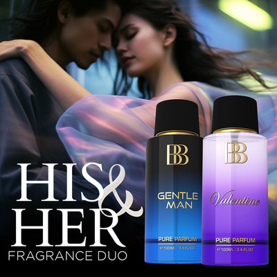 Pure Parfum Love Combo of GENTLE MAN & VALENTINE for Him & Her, 2 x 100ml