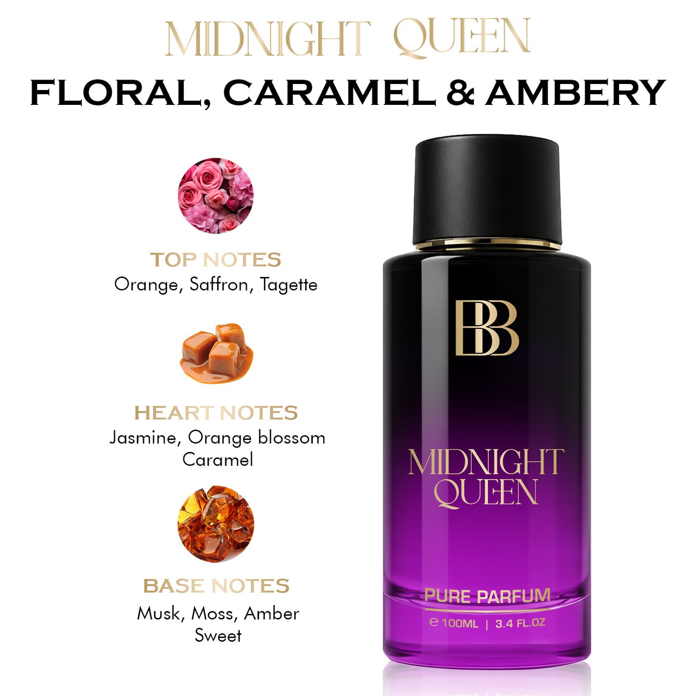 MIDNIGHT QUEEN Pure Perfume for Women, 100 ML