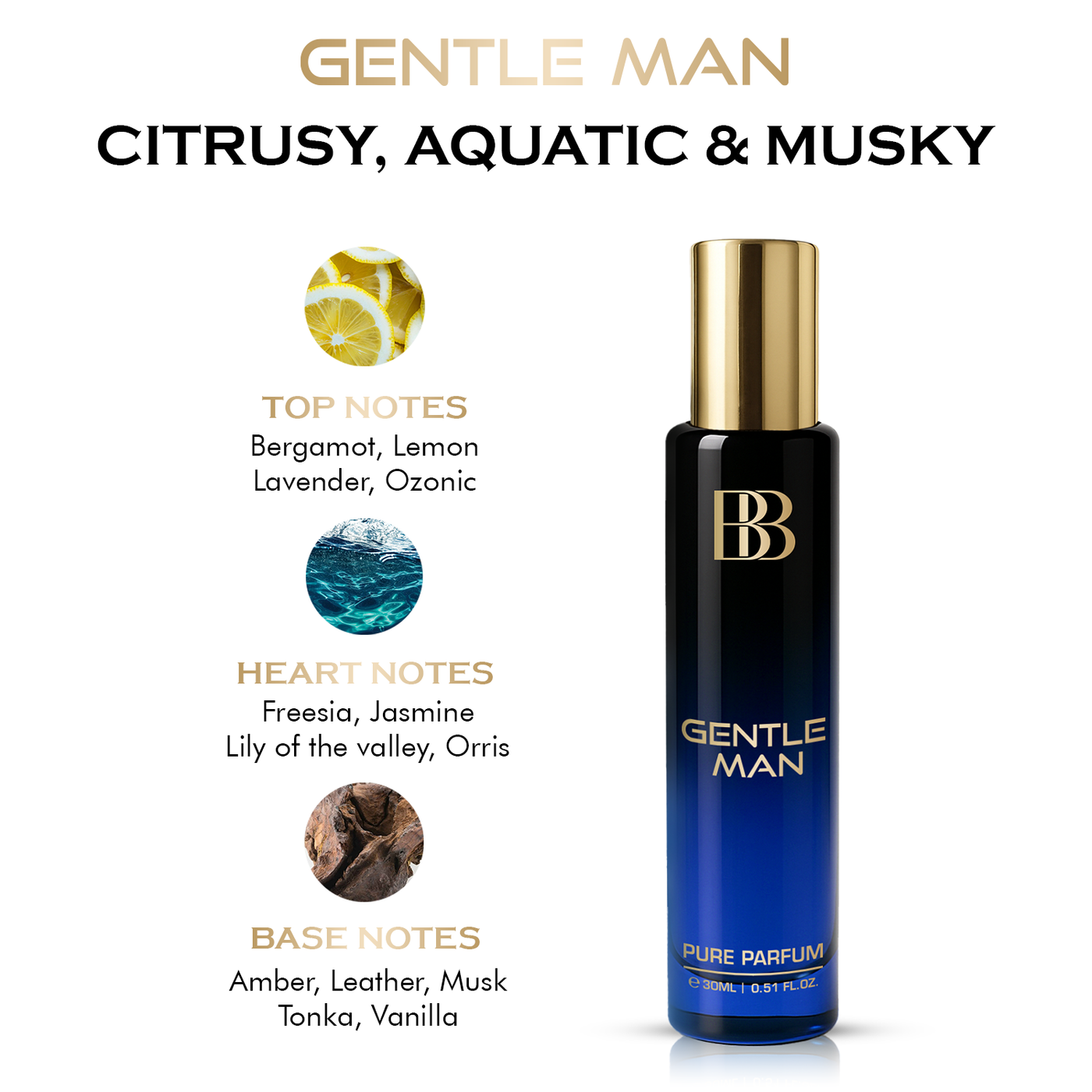 GENTLE MAN PURE PERFUME FOR MEN, 30 ML