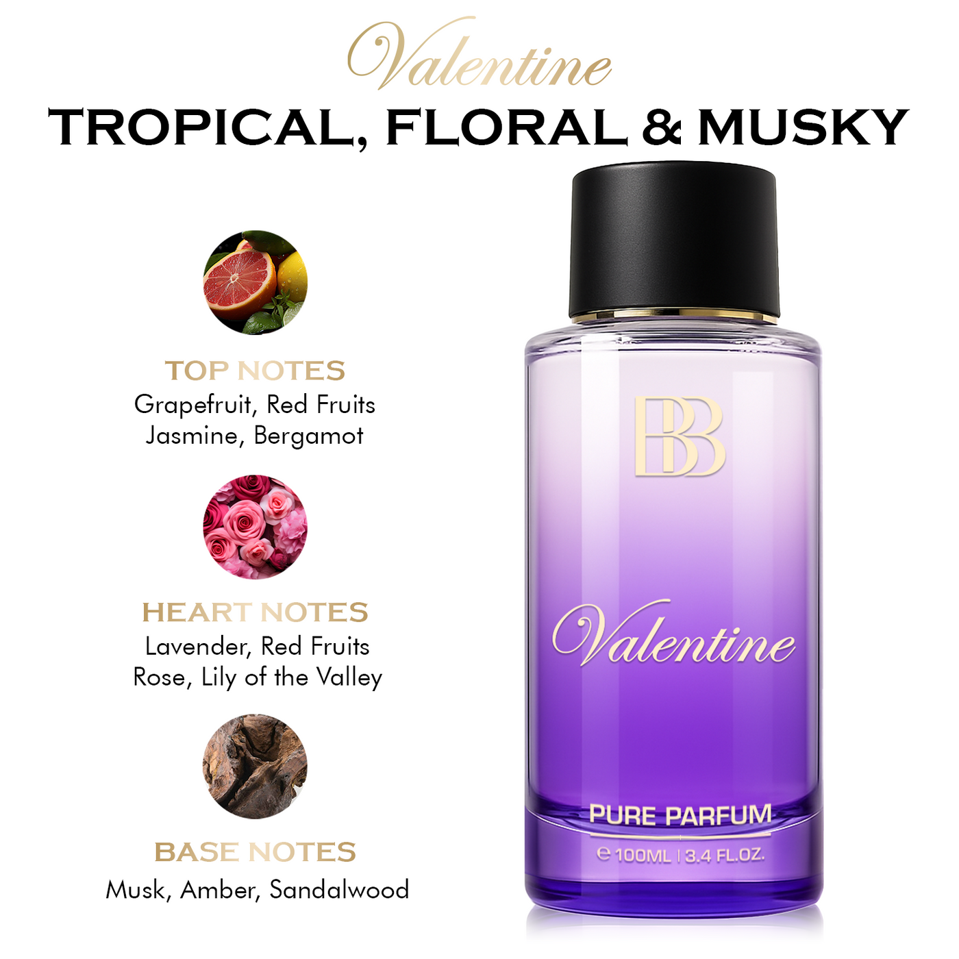 Valentine Pure Perfume for Women, 100 ML