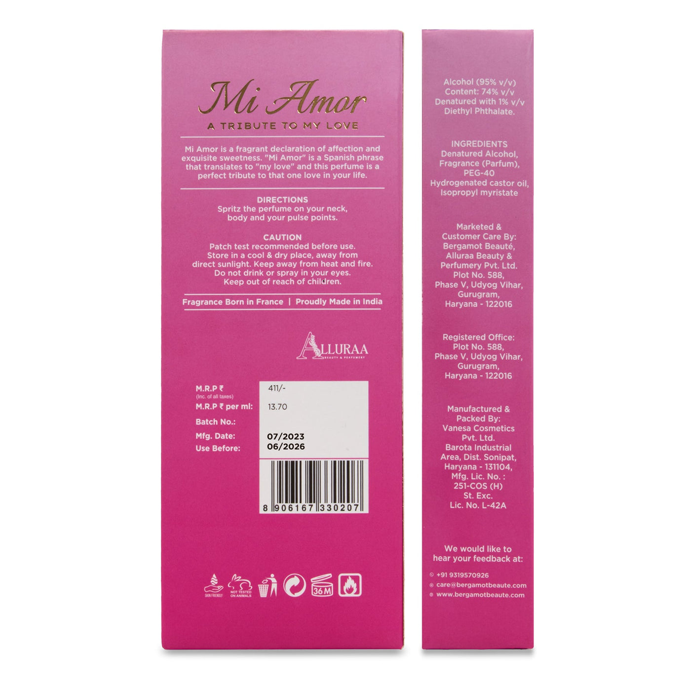 MI AMOR PURE PERFUME FOR WOMEN, 30 ML.