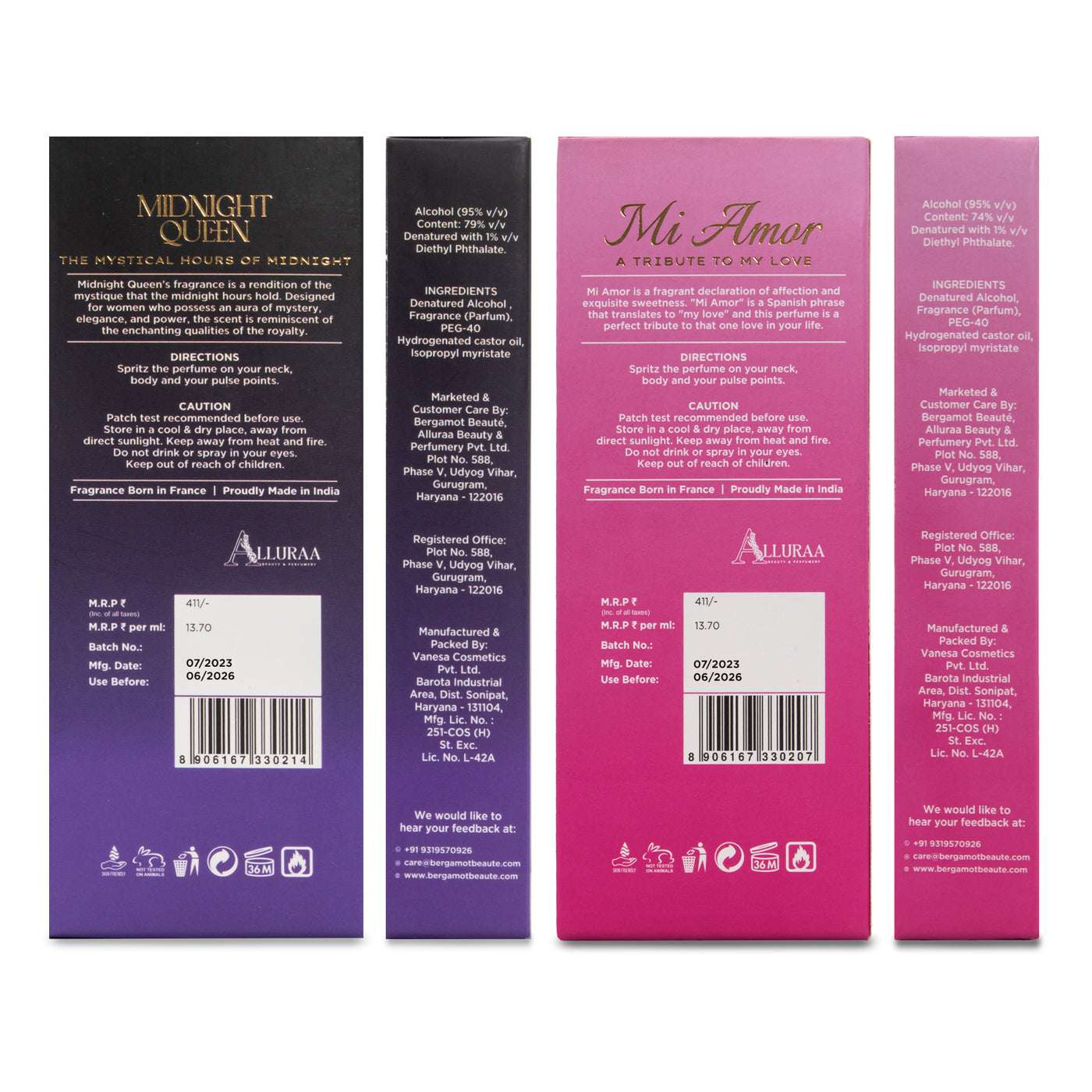 WOMEN'S PURE PERFUME COMBO OF MI AMOR + MIDNIGHT QUEEN, 2 X 30ML