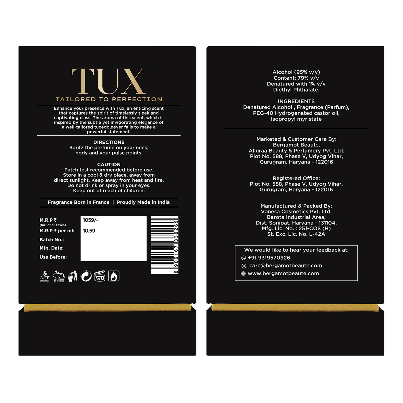 TUX Pure Perfume for Men - 100 ML (Perfection for Men)